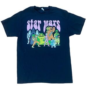 Star Wars psychedelic cartoon graphic‎ black tshirt